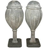Antique HUGE PAIR Zinc Garden Building Ornaments Finials